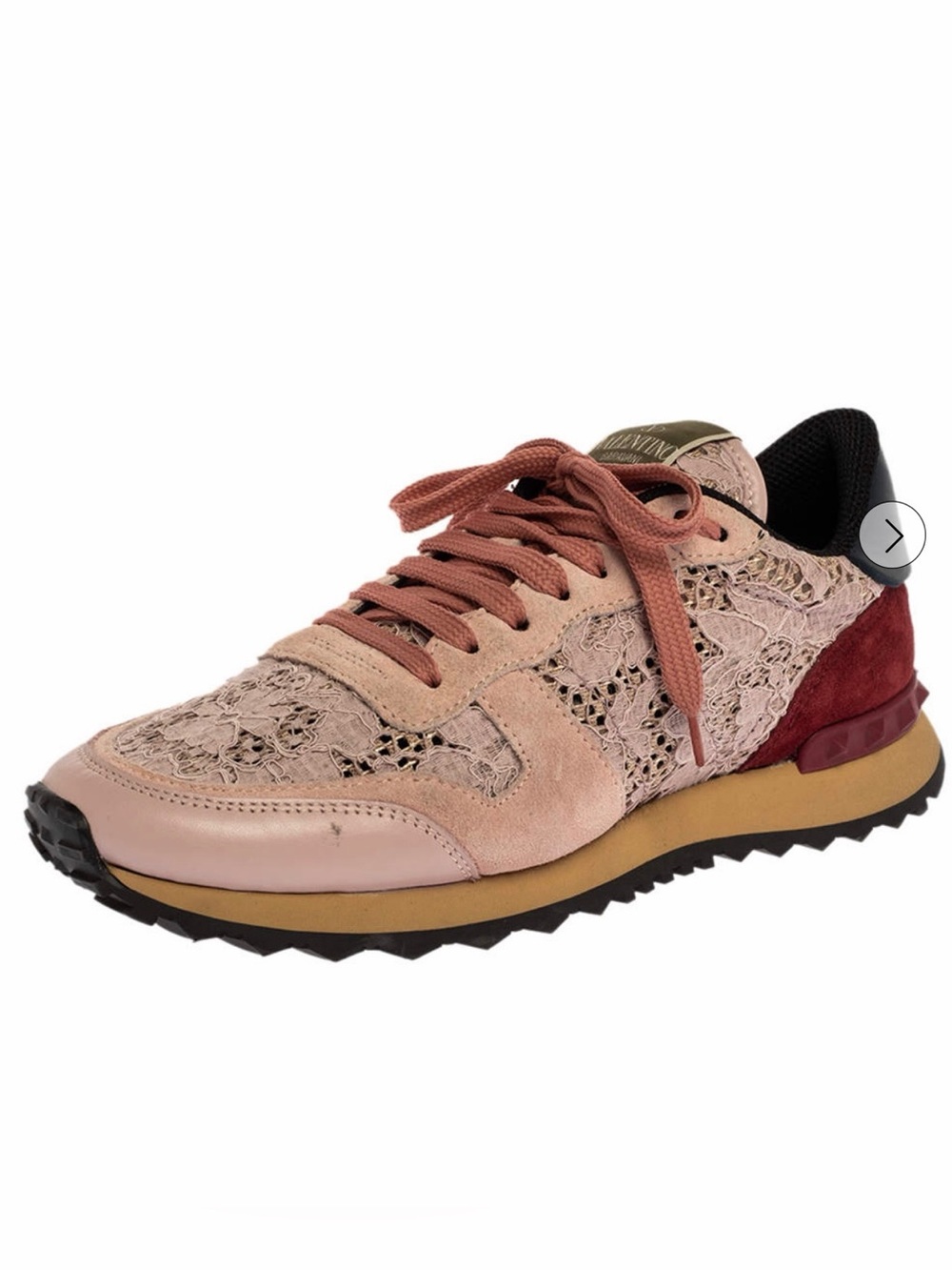 #S77 Valentino Garavani Rockrunner Floral Lace and Leather Sneakers